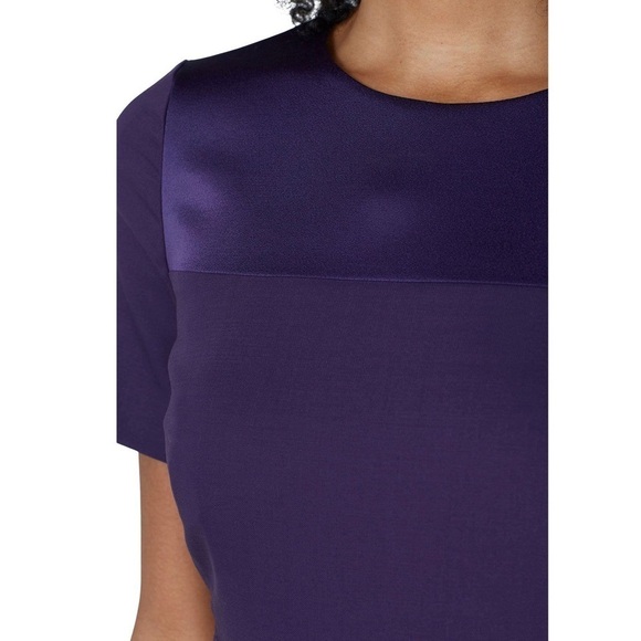 HUGO BOSS Short Sleeve Colorblock Satin Detail Stretch Tailored Sheath Dress 8 - Picture 3 of 7